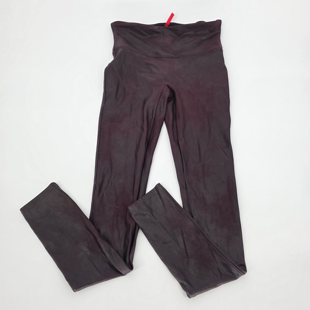 Spanx Leggings Women's Size Small Burgundy Wine Yoga On The Go Spandex Nylon